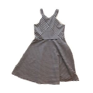 Girls Nordstrom Zunie Navy Blue and White Striped Dress Size 12 Classic